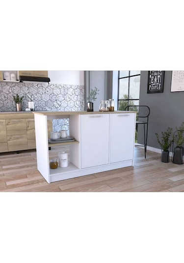 Kumsal Mutfak Adası - Beyaz-120 Cm Beyaz