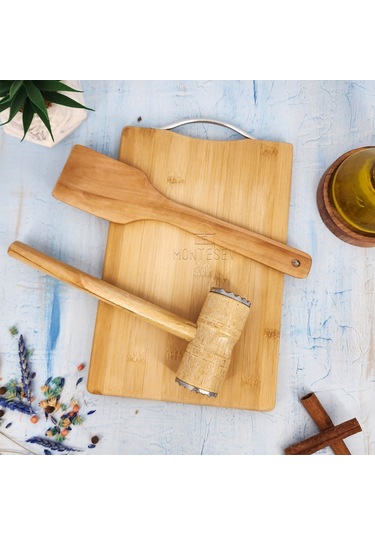3 Lü Et Döveceği Seti Et Dövücü Kesme Tahtası Ve Spatula