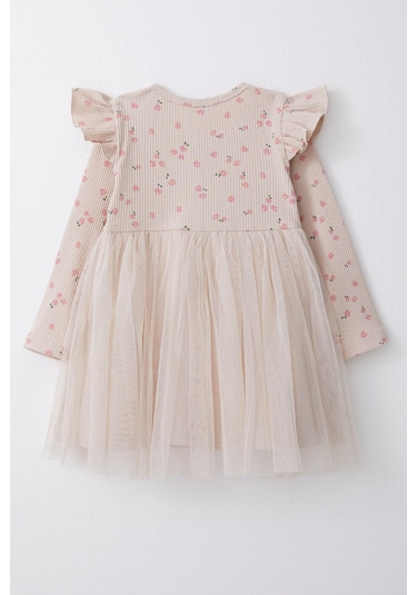 Breeze Kız Çocuk Uzun Kollu Elbise Çiçekli Fiyonklu Tüllü 1.5-5 Yaş, Bej-bej Bej Breeze Kız Çocuk Uzun Kollu Elbise Çiçekli Fiyonklu Tüllü 1.5-5 Yaş, Bej-bej Bej