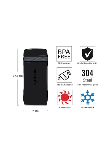 Igloo Squid Termos 410ml-siyah Siyah