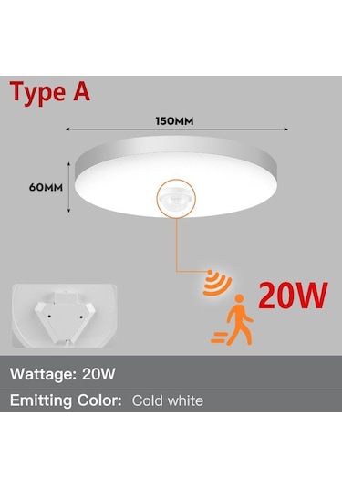 Hareket Sensörlü Led Tavan Işıkları 15w 20w 30w 40w Tavan Lambaları 20w Soğuk Beyaz