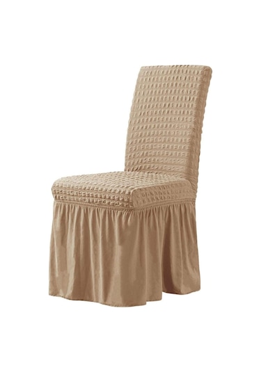 StarMall Brürümcük Etekli Sandalye Kılıfı, Lastikli,esnekli Sandalye Örtüsü 1 Adet Taş