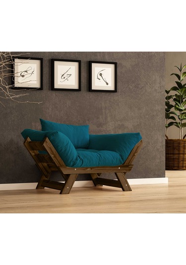 Woodesk Adalar Masif Ceviz-petrol Renk Berjer Cpt8138-140 Petrol