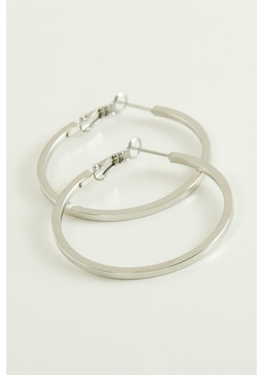 Ezme Lüks Çelik Halka Küpe 4 Cm 0368 Gümüş