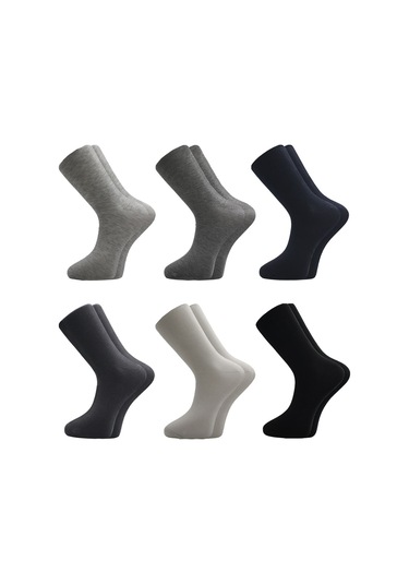 Pamuklu Erkek Soket Uzun Düz Asorti Çorap Dikişsiz 6'lı Çok Renkli