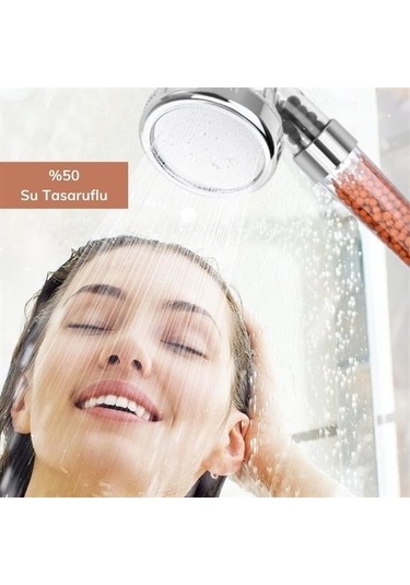 Mcg %50 Su Tasarruflu Ve Arıtmalı Doğal Taşlı Banyo El Duş Başlığı Renkli