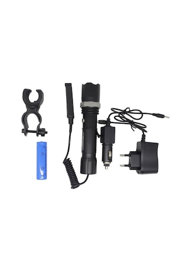 Tufek Ve Bisiklet Feneri Şarjlı Pilli Watton Wt-040 Siyah