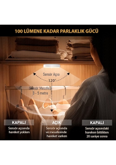 Upway 4 Adet Sensörlü Şarjlı Mıknatıslı Led Lamba Seti - 8 Ledli Günışığı Renkli Gün Işığı