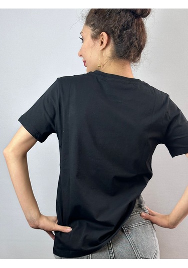 Sarman Kedi Baskılı Tişört T-shirt Unisex Siyah
