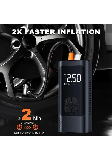 Primepickings 1 Adet Dijital Lastik Şişirme Cihazı Black Taşınabilir Usb Şarjlı Hava Kompresörü Abs Malzeme Araç Bisiklet Motor Spor Ekipmanları İçin