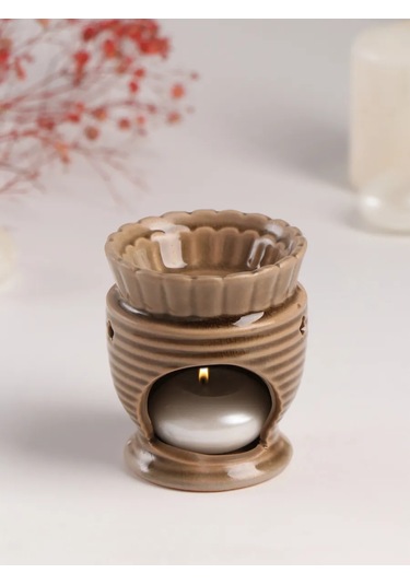 Simalend Aroma Lambası Seramik Çiçeklenme Koyu Gri 397519761