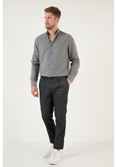 Buratti Pamuklu Regular Fit Düğmeli Yaka Kışlık Erkek Gömlek Cf24W127079 Koyu Gri Buratti Pamuklu Regular Fit Düğmeli Yaka Kışlık Erkek Gömlek Cf24W127079 Koyu Gri