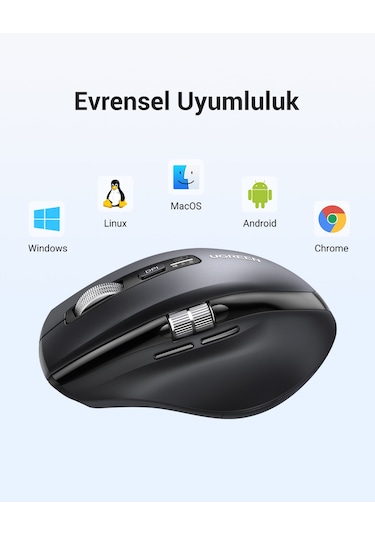 Ugreen Ergonomik 5000 Dpı Sessiz Kablosuz Wireless Mouse, Siyah , 45792 Bluetooth 54