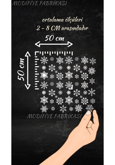 Kar Taneleri Sticker Seti /tüm Yüzeylere Uygun Uv Baskılı-şeffaf- Beyaz