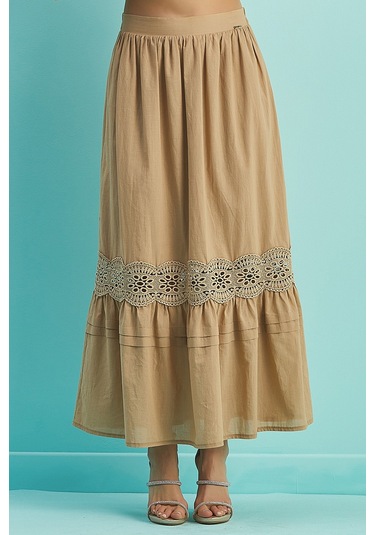 Kloş Kahverengi Vual Etek Kahverengi