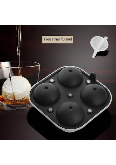 Dinosaurs Beans Three Beans 4 Delik Buz Topu Maker Büyük Küre Kalıp Silikon Buz Küp Tepsileri Viski Buz Topu Kalıp Küre Yuvarlak Siyah Kalıp Ahşap