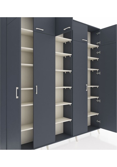 Arges Dolap 18 Raflı 9 Kapaklı 220x30x243 Antrasit-antrasit/aytaşı Antrasıt/aytası