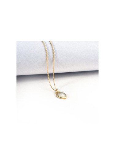 14 Ayar Mikron Altın Kaplama Renkli Mine Kalp Kolye Turkuaz, Kırmızı, Opal -cne00139 Altın