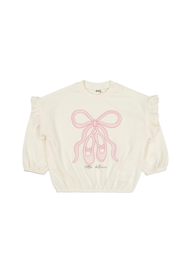 Civil Baby Balerin Ayakkabı 6-18 Ay Sweatshirt - Ekru