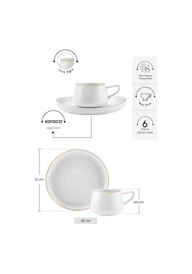 Karaca  Streamline Hole 6 Kişilik Kahve Fincan Takımı 80 ml