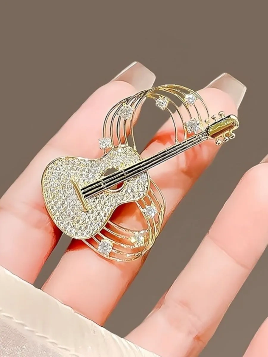 Fashion Jewelry Gitar Broş 309998461 Altın Rengi
