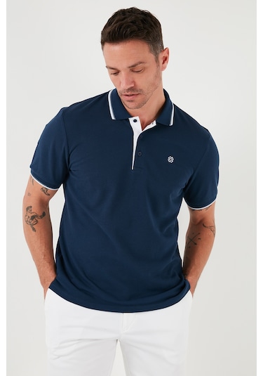 Buratti Pamuklu Slim Fit Şerit Detaylı Düğmeli Polo Yaka 4'Lü Paket Erkek T Shirt 5902118S4 Siyah-Gri Melanj-Haki-Indigo