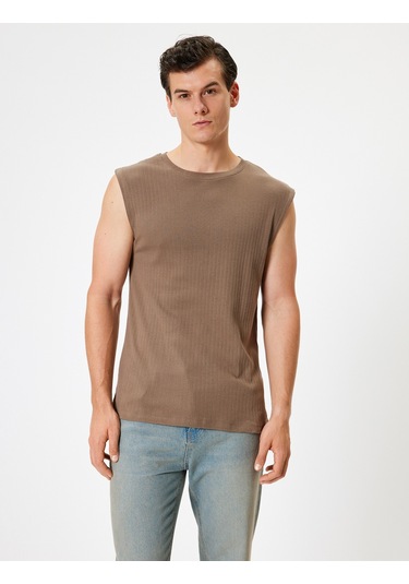 Koton Kolsuz Tişört Basic Bisiklet Yaka Pamuklu Kahverengi 4sam30034mk Kahverengi