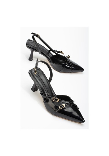 Aymood St-005 Siyah Rugan Günlük 7 Cm Topuklu Ayakkabı Siyah