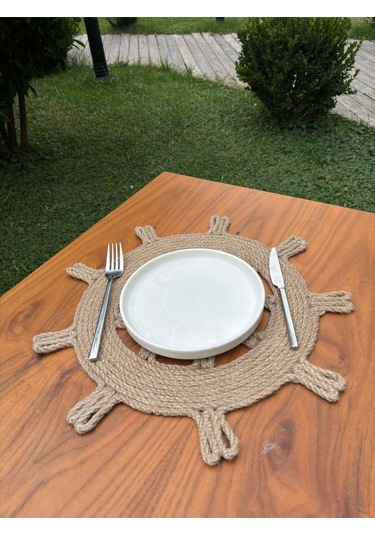 Rustik Tarz Jüt İp Dümen Model Amerikan Servis El Yapımı, Leke Tutmaz Sofra Aksesuarı Natural