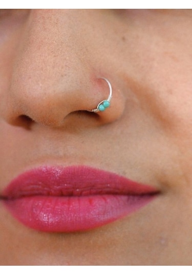 Gümüş İki Turkuaz Taş Ve Yay Detay Hızma 925 Ayar Hızma-hızma47 Gümüş