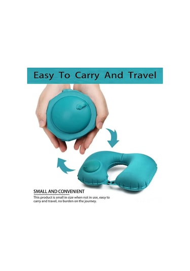 Singree Hızlı Şişirilebilir Flocking Materyal U Yastığı - Boyun Yorgunluğu Giderici, Seyahat-ofis-uyku İçin, Mavi Black