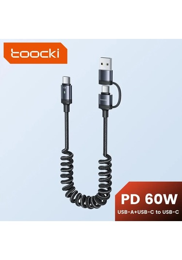 Toocki Toocki Pd 60w 2'li Usb-c Araç Şarj Kablosu İphone 15/s23/xiaomi/macbook