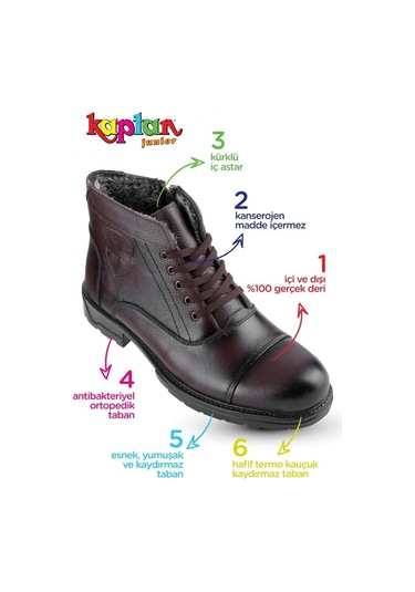 Kaptan Junior Içi Kürklü Hakiki Deri Kışlık Erkek Bot Mfre 235