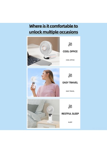 Hangfox Sl608 Led Ekranlı El Fani - Katlanabilir Gövde, 5 Vites Rüzgar, 5 Saat Pil Süresi, Sesiz Çalışma, Telefon Tutucu, Pil Dahil Pembe