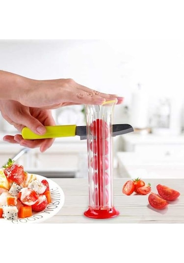 Dancemonkey Cbtx Üzüm Kiraz Kesici Bıçak, Meyve Salatası Yapıcı Aracı, Domates Dilimleyici Kırmızı
