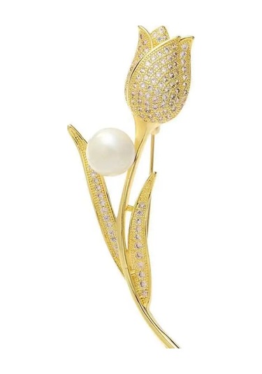Gelişmiş Lüks 2023 Yeni Lale Çiçek Broşu Zarif Tasarım Gül Beyaz N6-3-4593 N6-3-4593