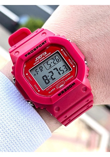 Joefox G-shock Kasa Kırmızı Digital 5 ATM Spor Kol Saati J-gs12