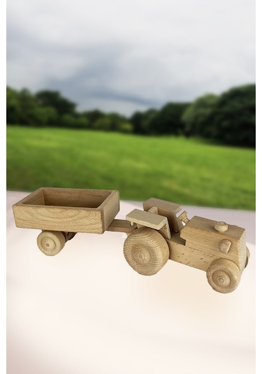 Ahşap Römorklu Oyuncak Traktör-9003029338070