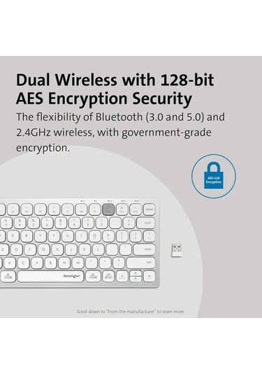 Kensington Çok Cihazlı Çift Kablosuz Kompakt Klavye K75502us Silver Compact Wireless