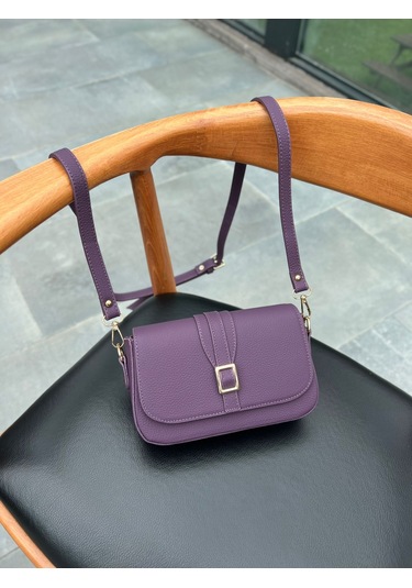 Mft Leather Hakiki Deri Kadın Çanta Viola 1524 Flother Mat Mor