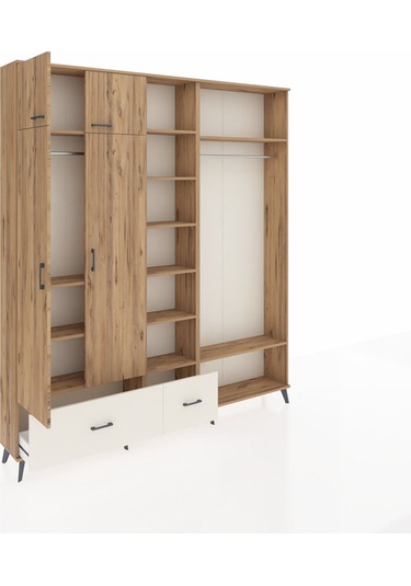 Arges Dolap 12 Raflı 2 Çekmeceli 2 Askılı 220x30x243 Çam-çam/aytaşı Atlas Çam/aytası