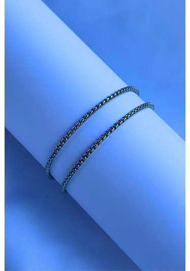 El İşçiliği Paslanmaz Çelik Zincir Erkek Kolye Metalik Gri Siyah