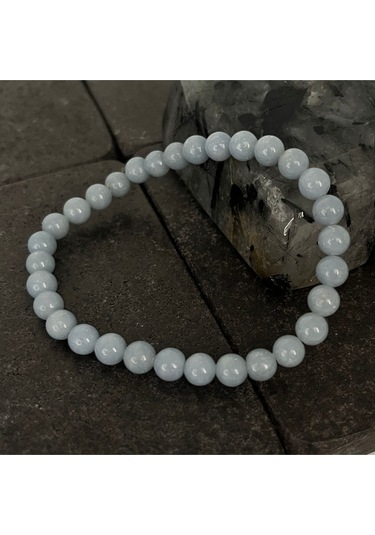 Sertifikalı Anjelit 6mm Doğal Taş Bileklik Mavi