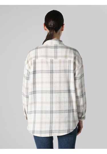 Colin's Regular Fit Çizgili Bej Kadın Uzun Kol Gömlek CL1061055_Q1.V1_BEI