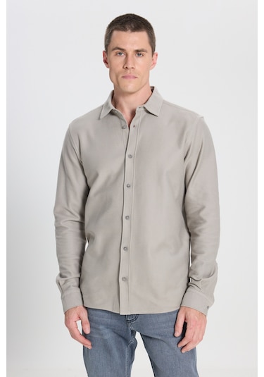 Wrangler Regular Fit Normal Kesim Pamuk Taş Rengi Gömlek W242585013 Taş