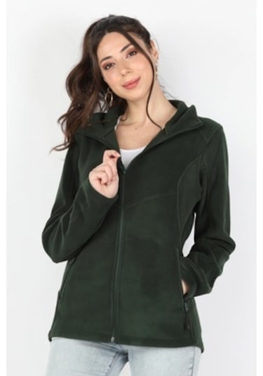 Kadın Balıkçı Fermuarlı Sweatshirt Yeşil