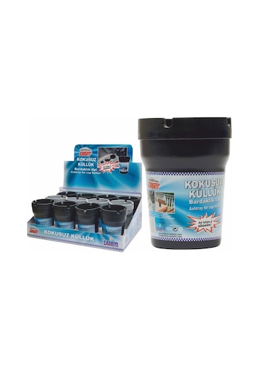 Autokit Kokusuz Küllük Portatif Bardaklık Kova Tip Araç İçi Kül Tablası Üniversal Siyah FA1-271