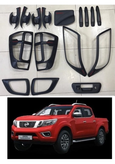 Autogp Nissan Navara Kaplama Seti Siyah Full 2016+ Kapı Kolu Far Stop Çerçeve Np300