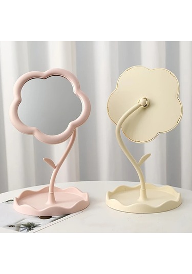 Willowhaven Lihangstar Çiçekli Pembe Aynalı Tuvalet Masası - Ayaklı Ayarlanabilir Dekoratif Makyaj Aynası Pembe