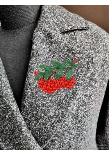 Clayfairy Sonbahar Üvez Salkımı Broşu 259734744 Yeşil